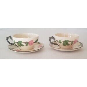 Set Of 2 Vintage Franciscan Desert Rose Tea Cups & Saucers Made In England
